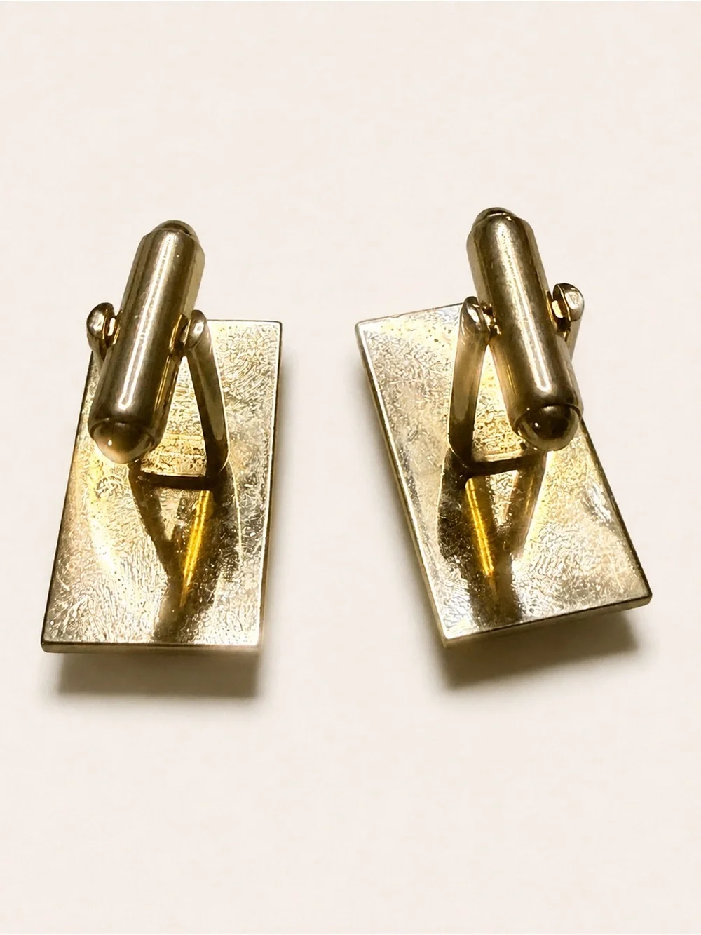 Gold-Tone Rectangular Brown vintage rectangular cufflink